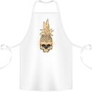 Pineapple Skull Gothic Biker Surfing Cotton Apron 100% Organic White