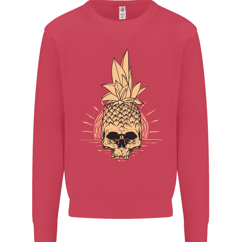 Pineapple Skull Gothic Biker Surfing Kids Sweatshirt Jumper Heliconia