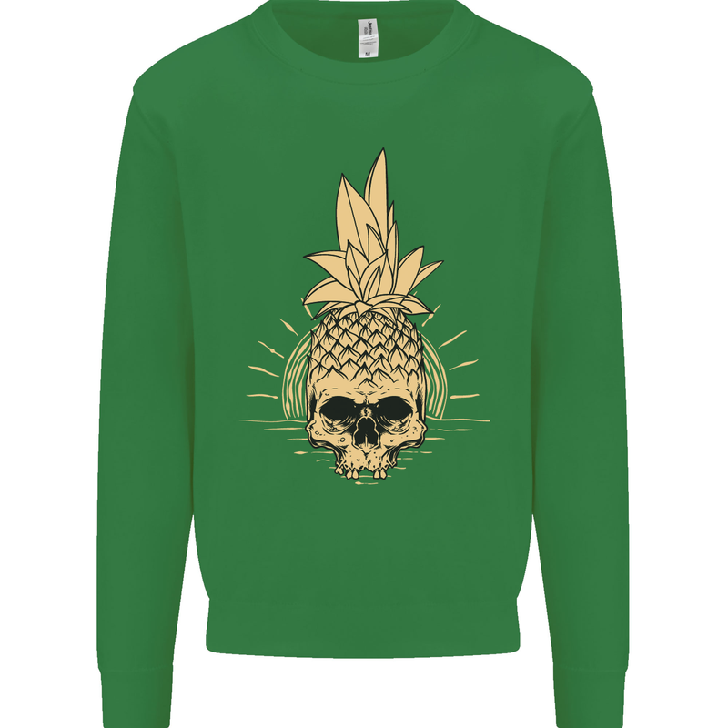 Pineapple Skull Gothic Biker Surfing Kids Sweatshirt Jumper Irish Green
