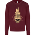 Pineapple Skull Gothic Biker Surfing Kids Sweatshirt Jumper Maroon