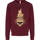 Pineapple Skull Gothic Biker Surfing Kids Sweatshirt Jumper Maroon