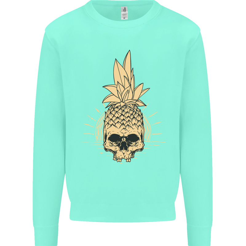 Pineapple Skull Gothic Biker Surfing Kids Sweatshirt Jumper Peppermint