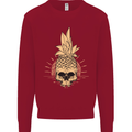 Pineapple Skull Gothic Biker Surfing Kids Sweatshirt Jumper Red