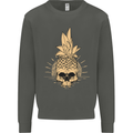 Pineapple Skull Gothic Biker Surfing Kids Sweatshirt Jumper Storm Grey