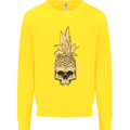 Pineapple Skull Gothic Biker Surfing Kids Sweatshirt Jumper Yellow