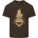 Pineapple Skull Gothic Biker Surfing Kids T-Shirt Childrens Chocolate