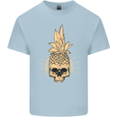 Pineapple Skull Gothic Biker Surfing Kids T-Shirt Childrens Light Blue