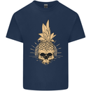 Pineapple Skull Gothic Biker Surfing Kids T-Shirt Childrens Navy Blue
