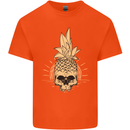 Pineapple Skull Gothic Biker Surfing Kids T-Shirt Childrens Orange