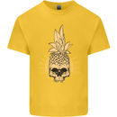 Pineapple Skull Gothic Biker Surfing Kids T-Shirt Childrens Yellow