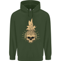 Pineapple Skull Gothic Biker Surfing Mens 80% Cotton Hoodie Forest Green