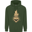 Pineapple Skull Gothic Biker Surfing Mens 80% Cotton Hoodie Forest Green