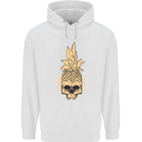 Pineapple Skull Gothic Biker Surfing Mens 80% Cotton Hoodie White