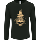 Pineapple Skull Gothic Biker Surfing Mens Long Sleeve T-Shirt Black