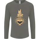 Pineapple Skull Gothic Biker Surfing Mens Long Sleeve T-Shirt Charcoal