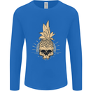 Pineapple Skull Gothic Biker Surfing Mens Long Sleeve T-Shirt Royal Blue