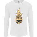 Pineapple Skull Gothic Biker Surfing Mens Long Sleeve T-Shirt White