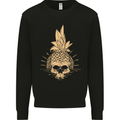 Pineapple Skull Gothic Biker Surfing Mens Sweatshirt Jumper Black