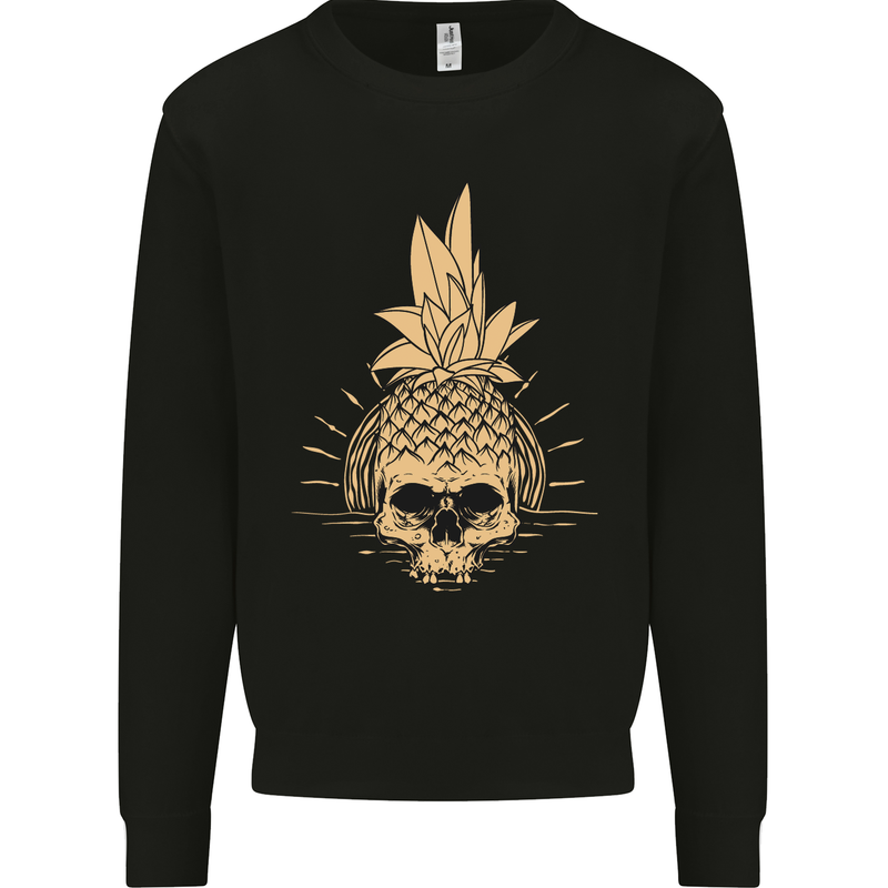 Pineapple Skull Gothic Biker Surfing Mens Sweatshirt Jumper Black