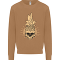 Pineapple Skull Gothic Biker Surfing Mens Sweatshirt Jumper Caramel Latte