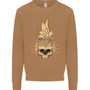 Pineapple Skull Gothic Biker Surfing Mens Sweatshirt Jumper Caramel Latte
