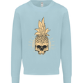 Pineapple Skull Gothic Biker Surfing Mens Sweatshirt Jumper Light Blue
