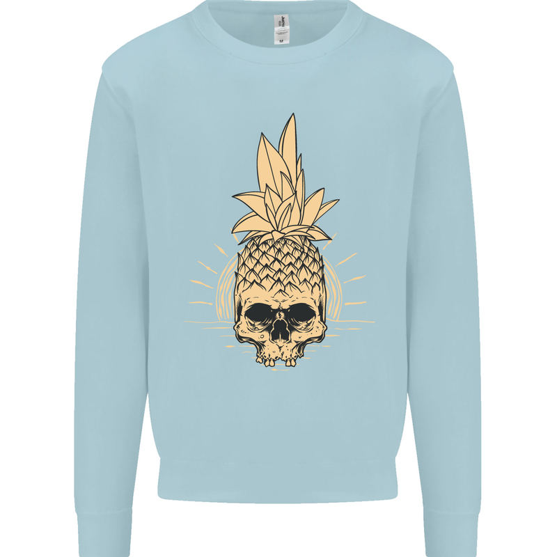 Pineapple Skull Gothic Biker Surfing Mens Sweatshirt Jumper Light Blue