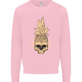 Pineapple Skull Gothic Biker Surfing Mens Sweatshirt Jumper Light Pink