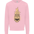 Pineapple Skull Gothic Biker Surfing Mens Sweatshirt Jumper Light Pink