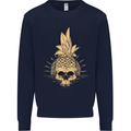 Pineapple Skull Gothic Biker Surfing Mens Sweatshirt Jumper Navy Blue