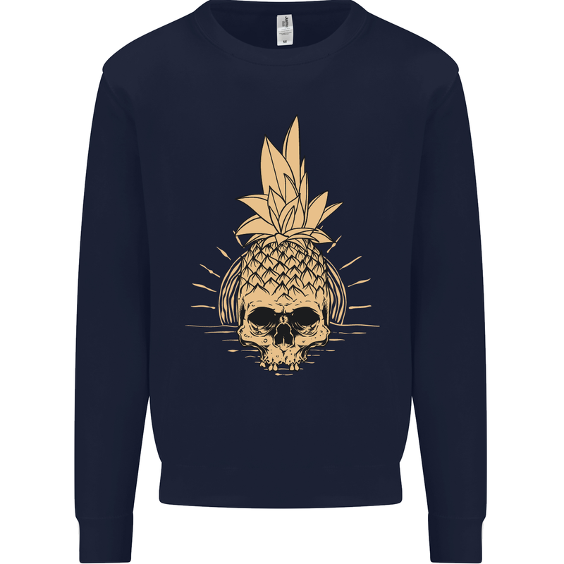 Pineapple Skull Gothic Biker Surfing Mens Sweatshirt Jumper Navy Blue