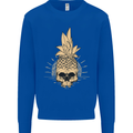Pineapple Skull Gothic Biker Surfing Mens Sweatshirt Jumper Royal Blue