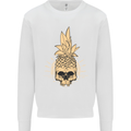 Pineapple Skull Gothic Biker Surfing Mens Sweatshirt Jumper White