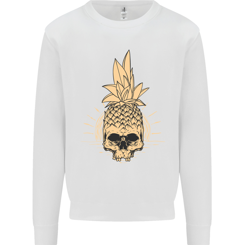 Pineapple Skull Gothic Biker Surfing Mens Sweatshirt Jumper White