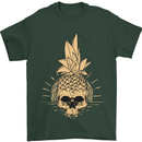 Pineapple Skull Gothic Biker Surfing Mens T-Shirt Cotton Gildan Forest Green