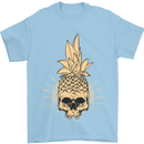 Pineapple Skull Gothic Biker Surfing Mens T-Shirt Cotton Gildan Light Blue