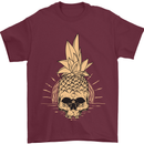 Pineapple Skull Gothic Biker Surfing Mens T-Shirt Cotton Gildan Maroon