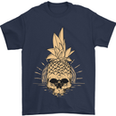 Pineapple Skull Gothic Biker Surfing Mens T-Shirt Cotton Gildan Navy Blue