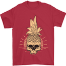 Pineapple Skull Gothic Biker Surfing Mens T-Shirt Cotton Gildan Red