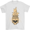 Pineapple Skull Gothic Biker Surfing Mens T-Shirt Cotton Gildan White