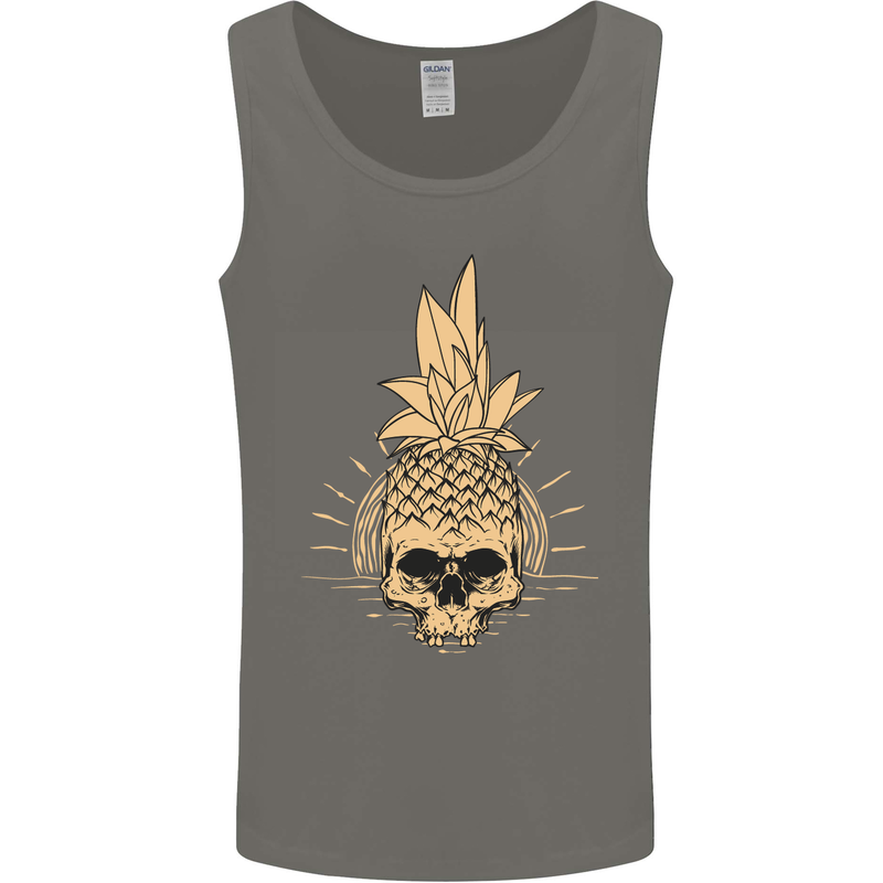 Pineapple Skull Gothic Biker Surfing Mens Vest Tank Top Charcoal