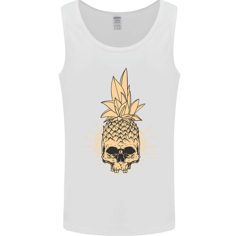 Pineapple Skull Gothic Biker Surfing Mens Vest Tank Top White