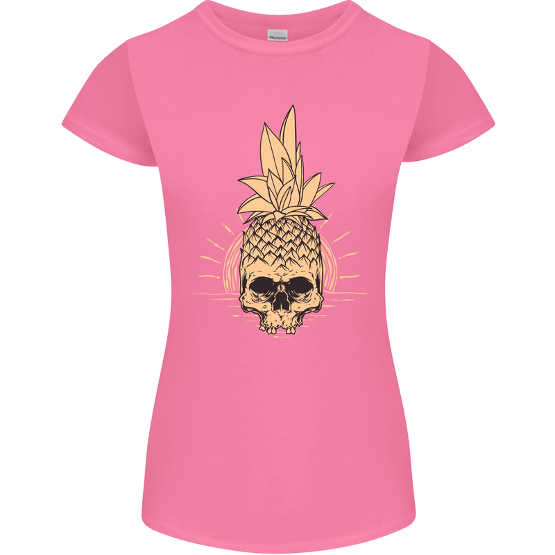 Pineapple Skull Gothic Biker Surfing Womens Petite Cut T-Shirt Azalea