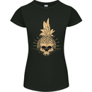 Pineapple Skull Gothic Biker Surfing Womens Petite Cut T-Shirt Black