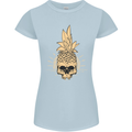 Pineapple Skull Gothic Biker Surfing Womens Petite Cut T-Shirt Light Blue