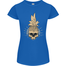 Pineapple Skull Gothic Biker Surfing Womens Petite Cut T-Shirt Royal Blue