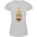 Pineapple Skull Gothic Biker Surfing Womens Petite Cut T-Shirt Sports Grey