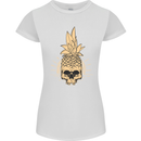 Pineapple Skull Gothic Biker Surfing Womens Petite Cut T-Shirt White
