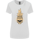 Pineapple Skull Gothic Biker Surfing Womens Wider Cut T-Shirt White