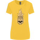 Pineapple Skull Gothic Biker Surfing Womens Wider Cut T-Shirt Yellow